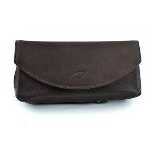Leather Pipe And Tobacco Pouch Case - Brown