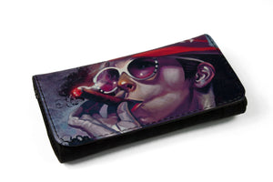 High Quality Faux Leather Tobacco Pouch (Lady Smoking Cigar)