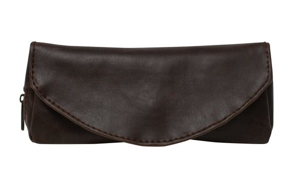 Faux Leather Pipe Case Holder Pouch - Dark Brown