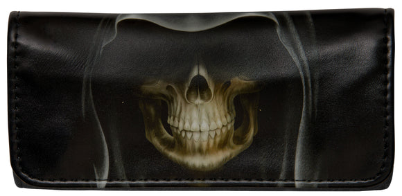 Soft Faux Leather Tobacco Pouch (Skull With Hood)